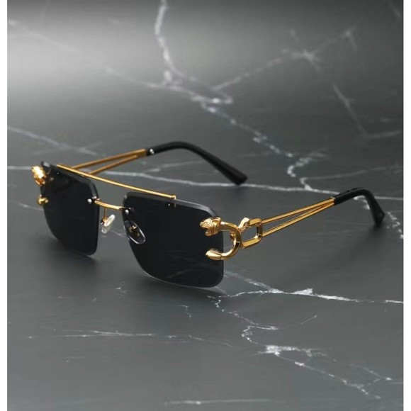 UV400 Retro Rimless Sunglasses For Men Steampunk Outdoor Cycling Sunglasses - Picture 6 of 8